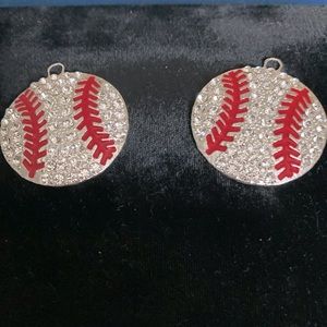 NWOT Rhinestone encrusted baseball pendants.